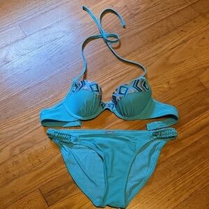 Aerie Aqua and Geometric Bikini